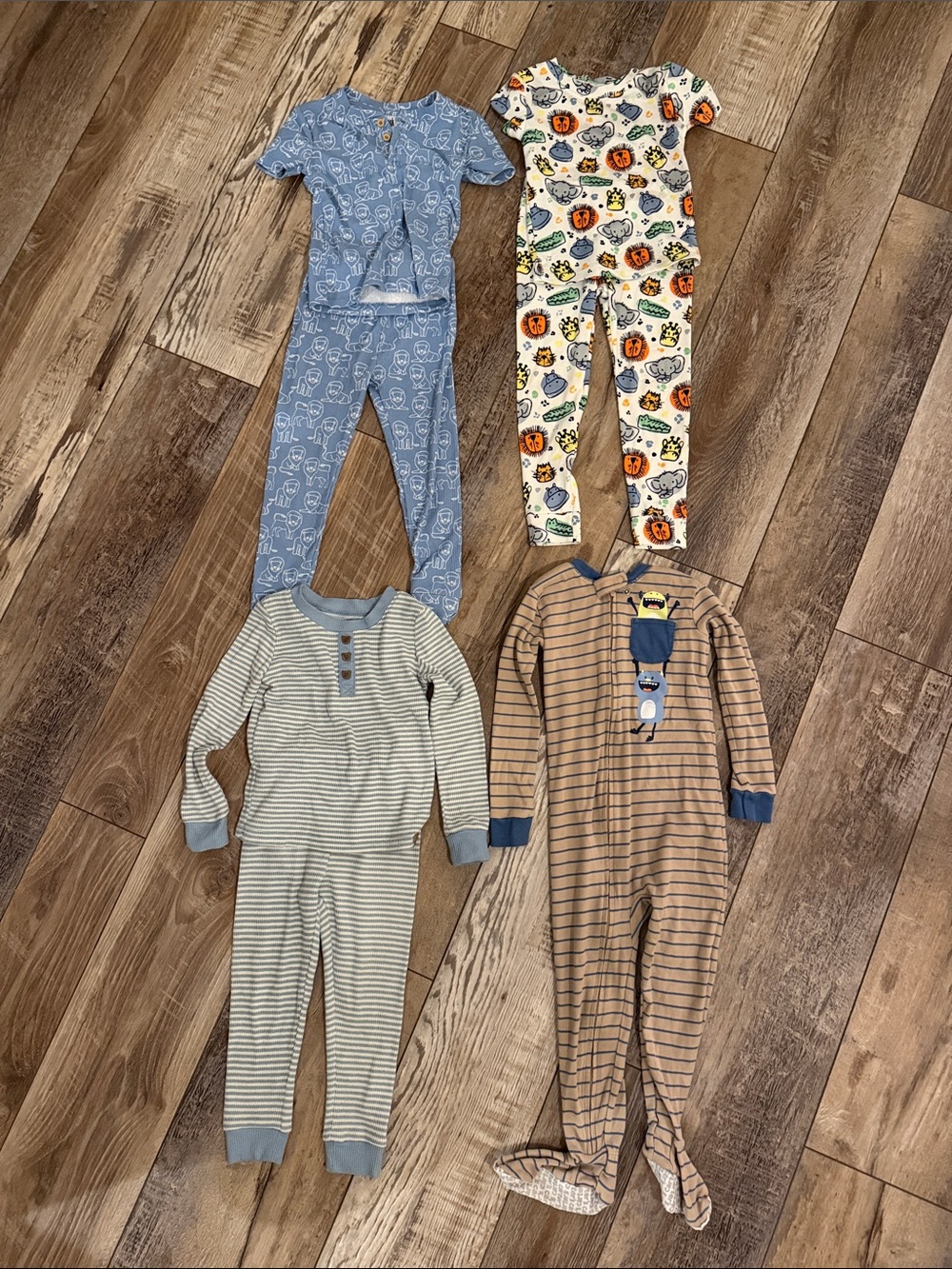 Mixed Blue and Neutral Kids One-Piece Pajama Set - Brand Unspecified